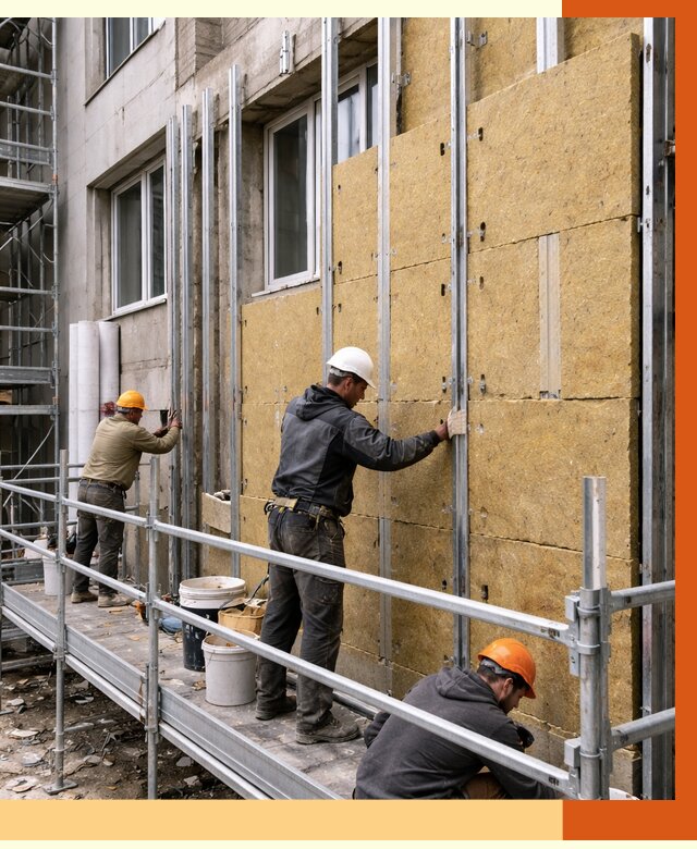 Утепление вентилируемого фасада в Узловой от 5704 руб/м2 — монтаж и утепление вентфасад | ТепломастерЗлв